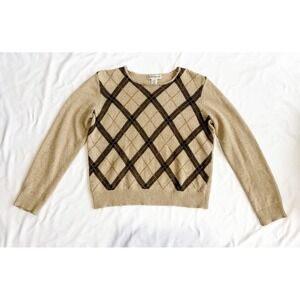 Vintage Evan-Picone Angora Argyle Top Sweater Womens L Preppy Academia